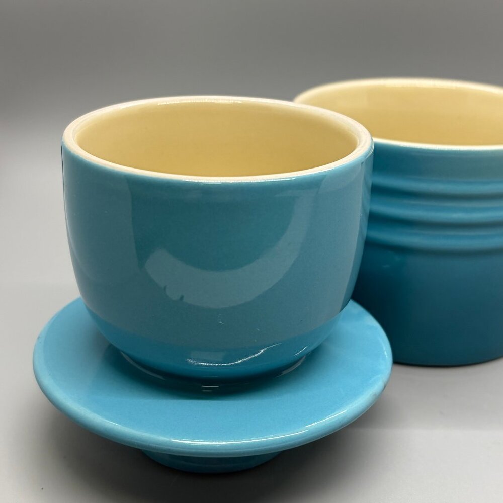 Le Creuset Stoneware Butter Bell Crock (discontinued) Caribbean Blue/Teal Ombré - Picture 4 of 9